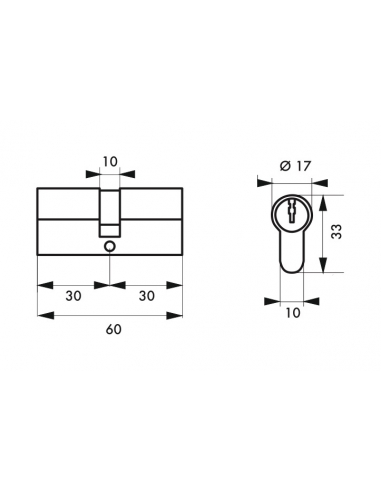 Lot 2 cylindres de serrure double entrée Trafic 6 30x30mm anti