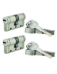 Lot de 2 cylindres Trafic 12, 30x30mm, nickel, anti-arrachement, anti-perçage, anti-casse, 10 clés - THIRARD Cylindres s'entr...